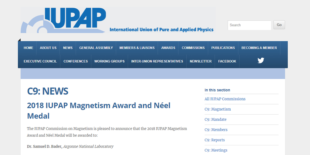 IUPAP anuncia prêmios em Magnetismo concedidos em 2018