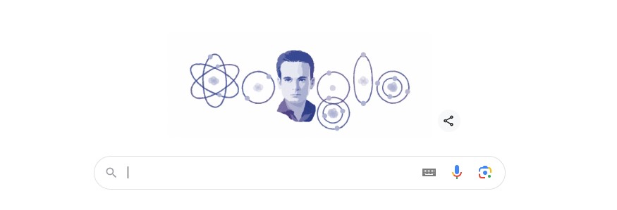 Google Doodle em homenagem ao centenário do físico César Lattes.